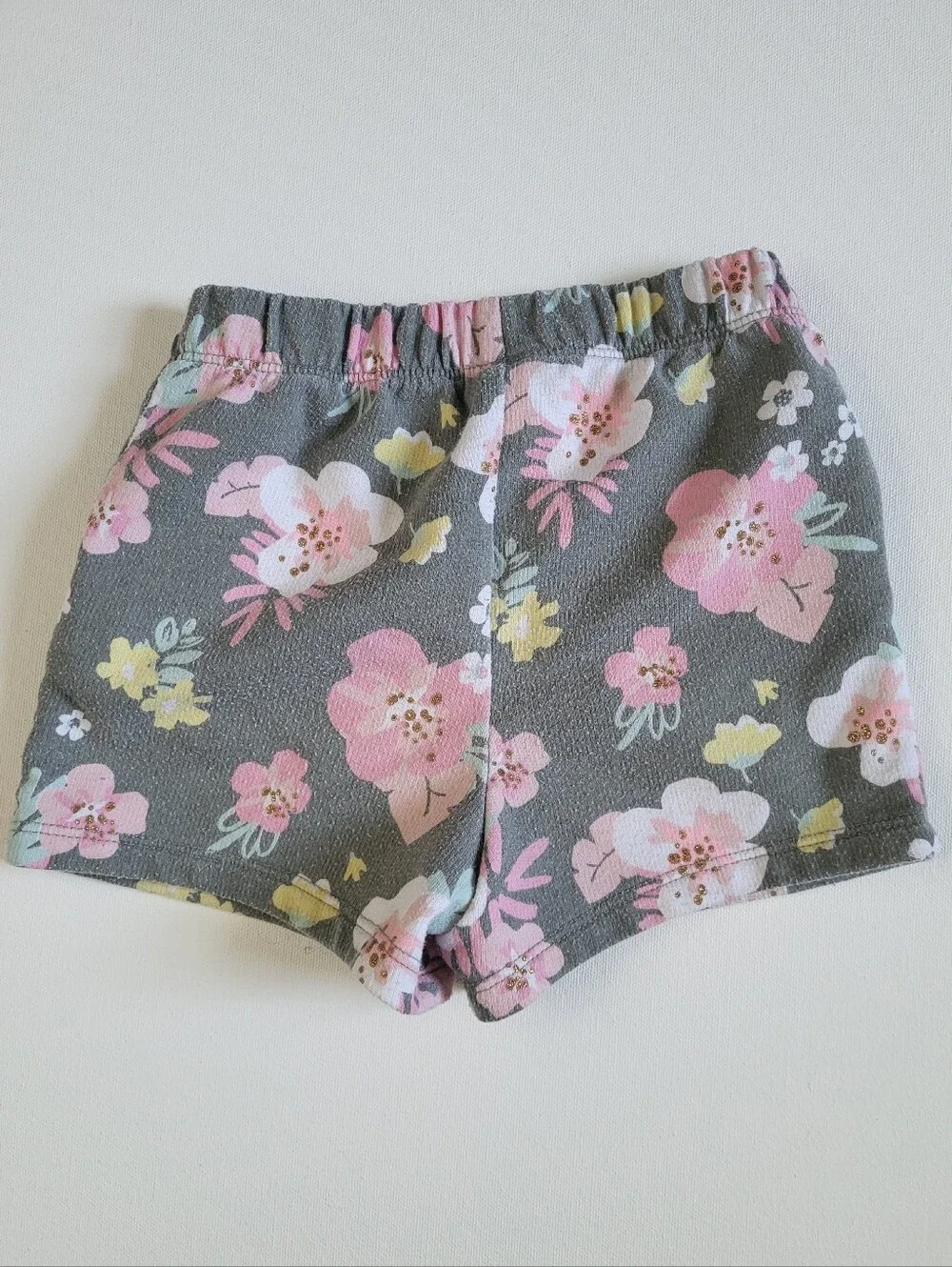Girls' Gray Floral Pull-On Shorts